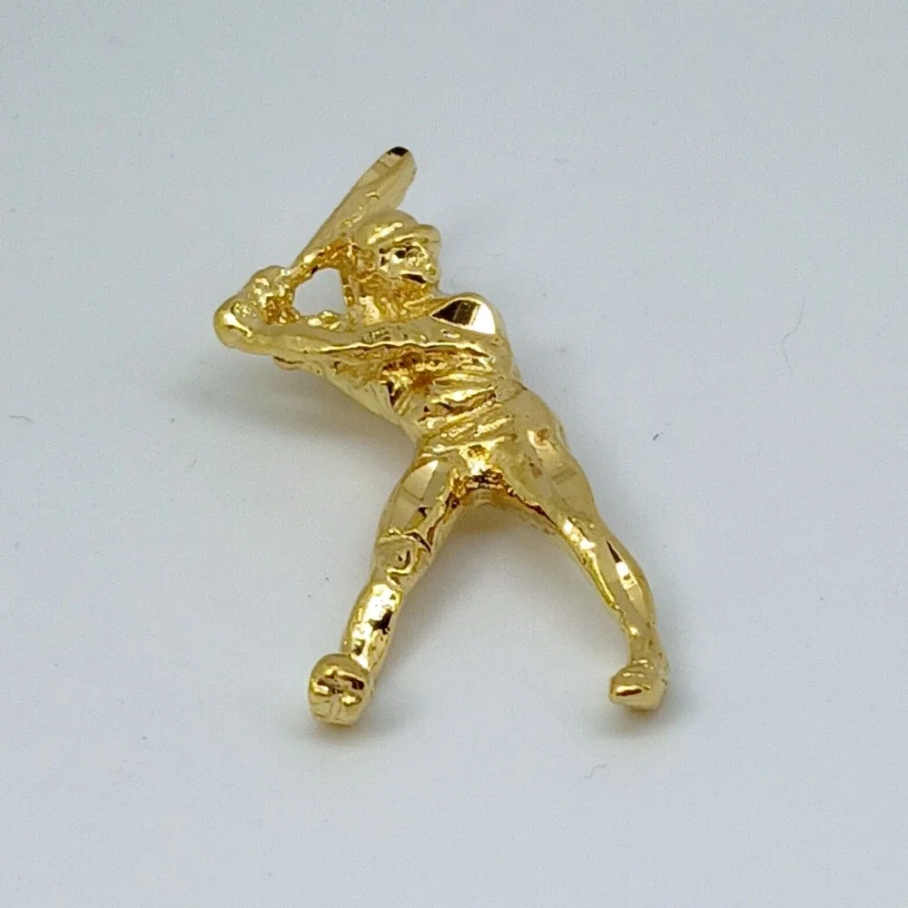 Karatbond Vintage Y2K Baseball Player Batter Charm Gold Made  USA New-Old-Stock